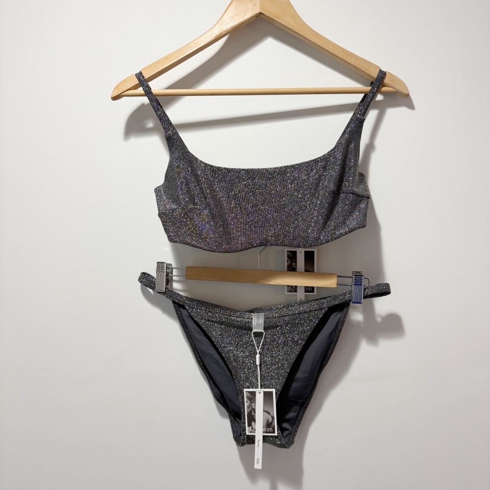 Form and Fold Bikini Bare Glitter Bottom Size 10 90s Glitter Crop Top Size 32G